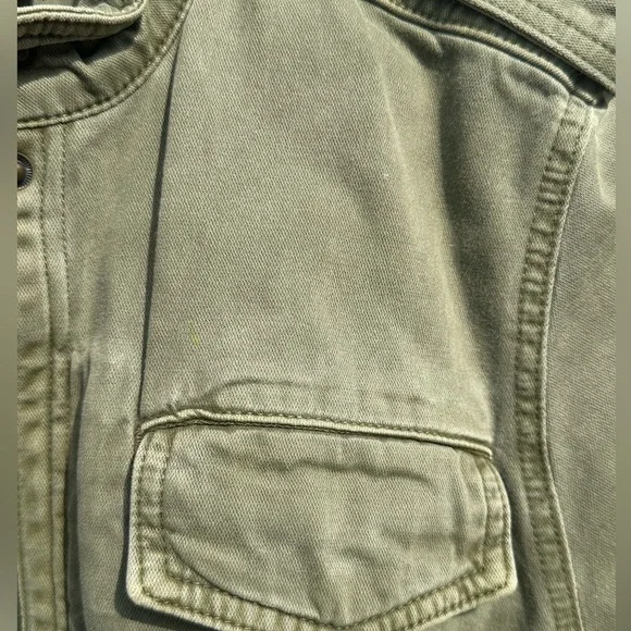 Lucky Brand Green Utility Military Jacket Large Cotton Jacket Cargo Pockets - Picture 11 of 11